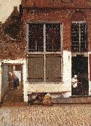 VERMEER VAN DELFT, Jan The Little Street (detail)  et oil